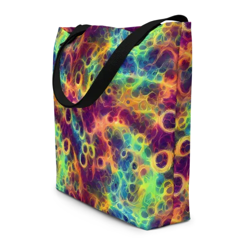 Neon Whorl on a Large Tote Bag W/ Pocket