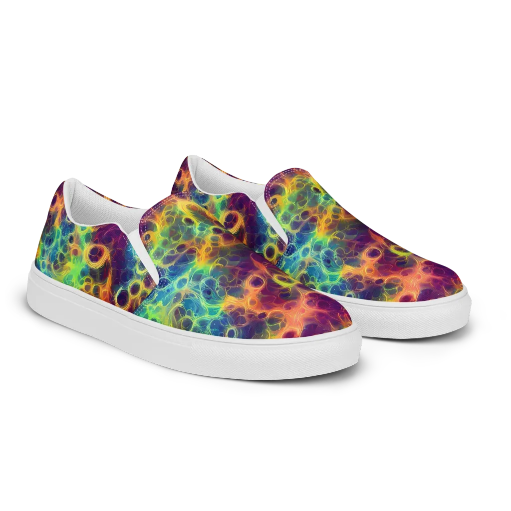 Neon Whorl on Women's Slip-On Canvas Shoes — Right Front
