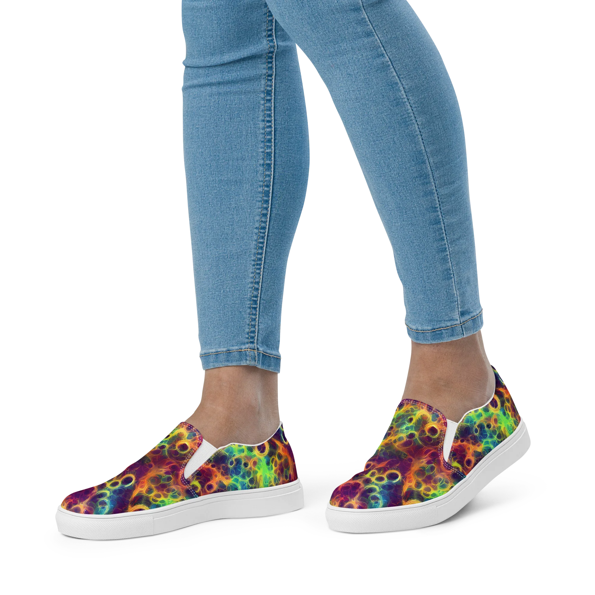 Neon Whorl on Women's Slip-On Canvas Shoes — Front