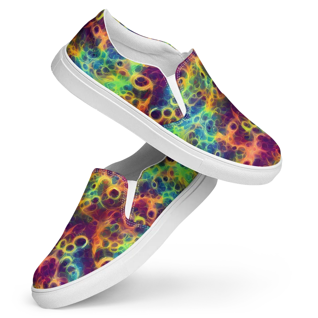 Neon Whorl on Women's Slip-On Canvas Shoes — Front