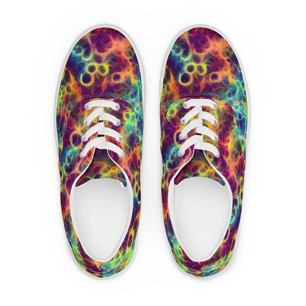 Neon Whorl on Men's Lace-Up Canvas Shoes — Front