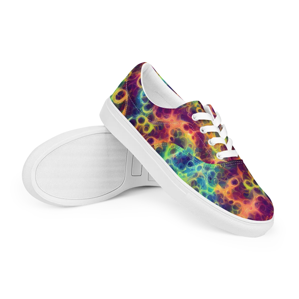 Neon Whorl on Men's Lace-Up Canvas Shoes — Right Front
