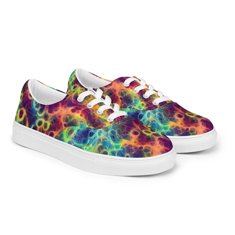 Neon Whorl on Men's Lace-Up Canvas Shoes — Right Front
