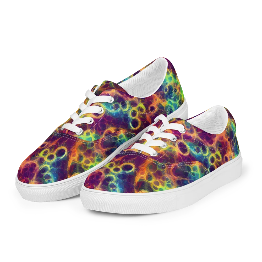 Neon Whorl on Men's Lace-Up Canvas Shoes — Left Front