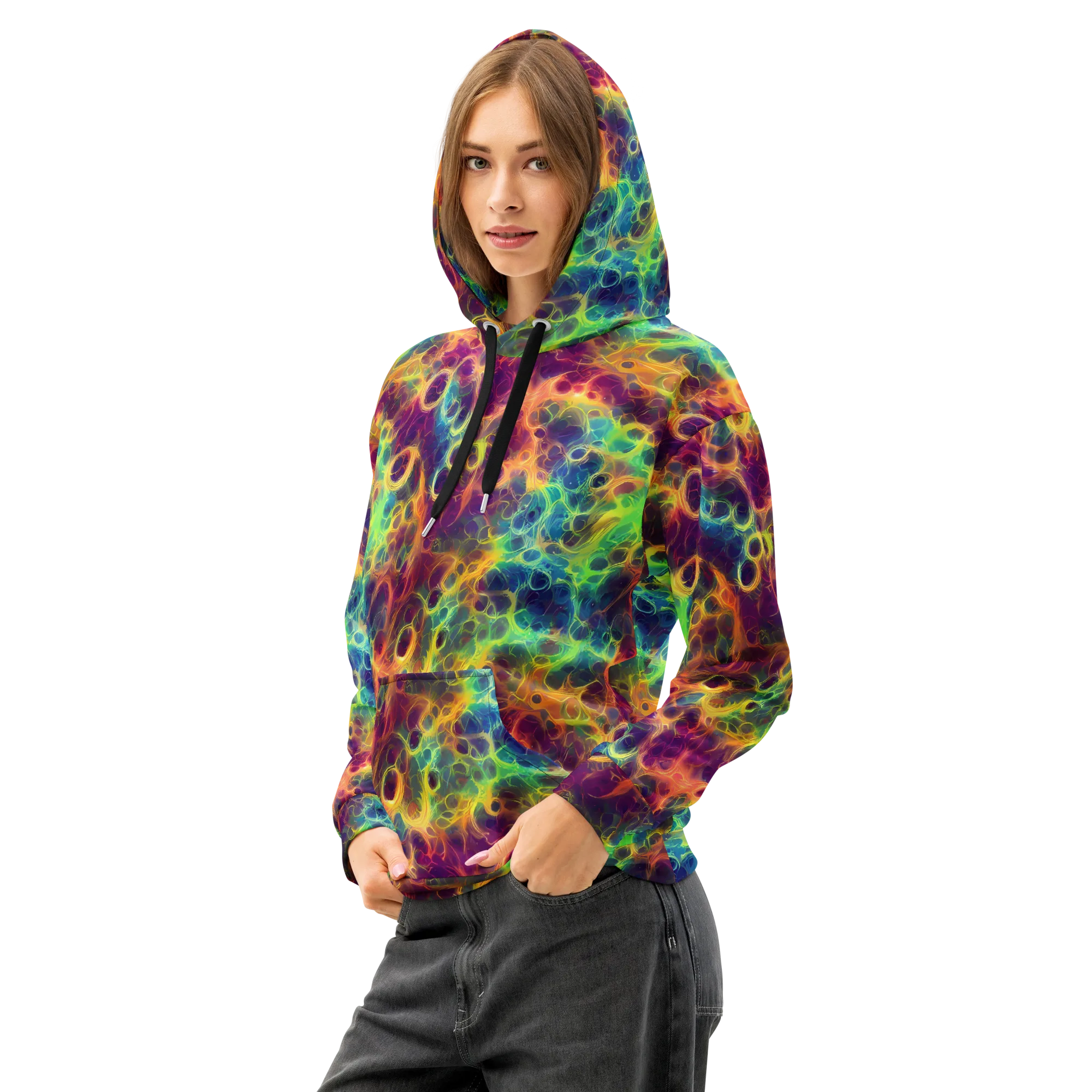 Neon Whorl on Cotton Hoodie — Left Front