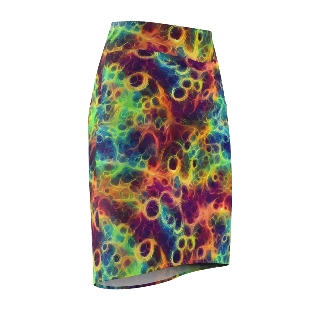 Neon Whorl on Pencil Skirt — Front Side