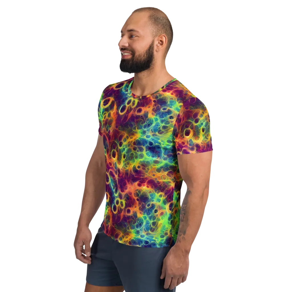 Neon Whorl on Men's Athletic T-Shirt — Left