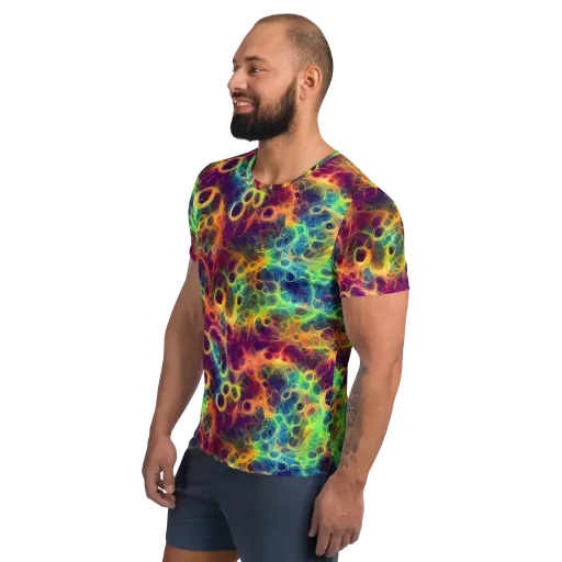 Neon Whorl on a Men's Athletic T-Shirt