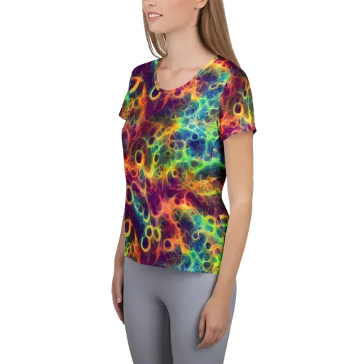 Neon Whorl on a Women's Athletic T-Shirt