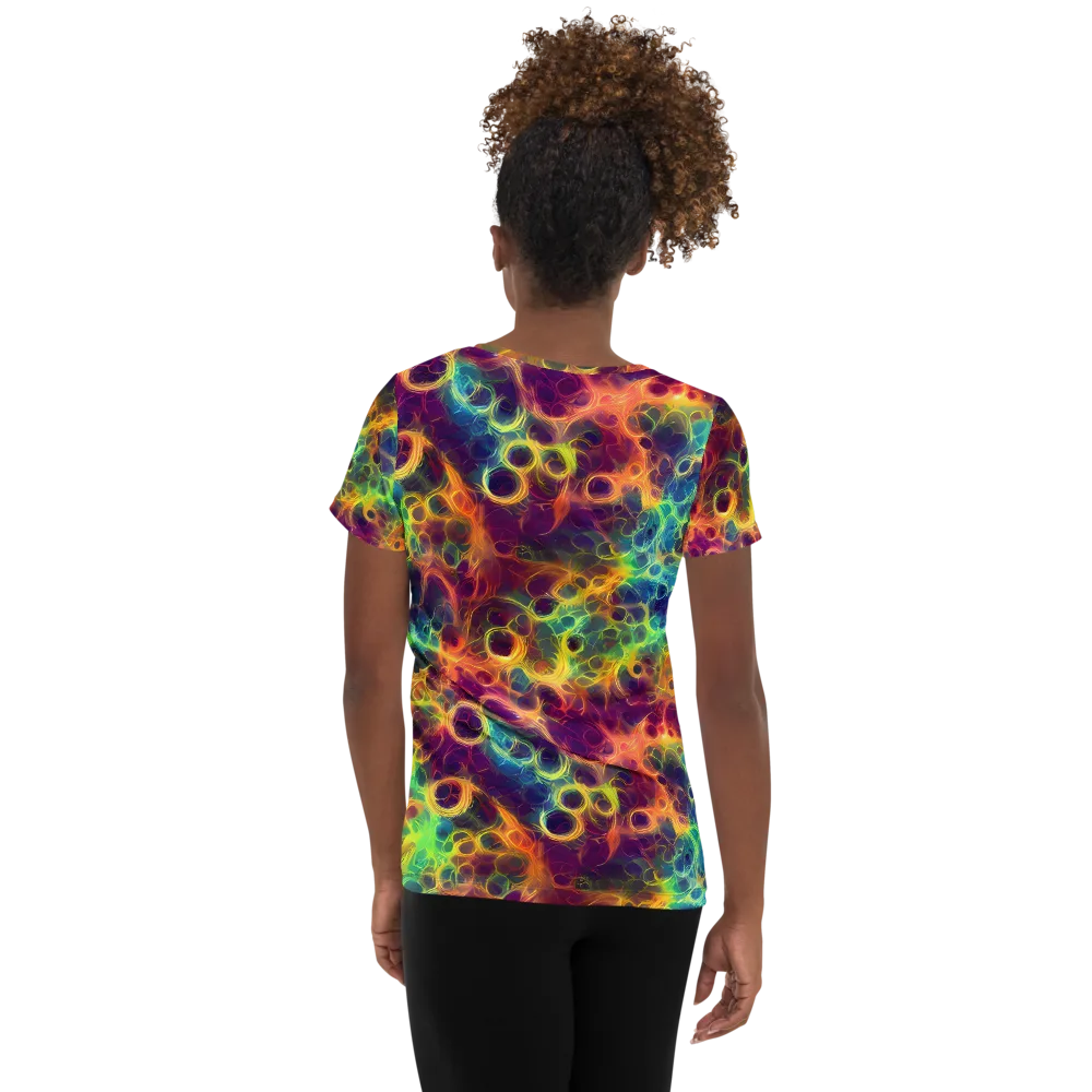 Neon Whorl on Women's Athletic T-Shirt — Back
