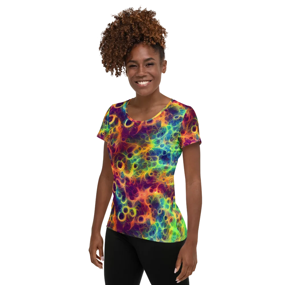 Neon Whorl on Women's Athletic T-Shirt — Left