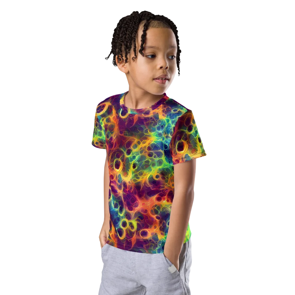 Neon Whorl on Kids Crew Neck T-Shirt — Left Front