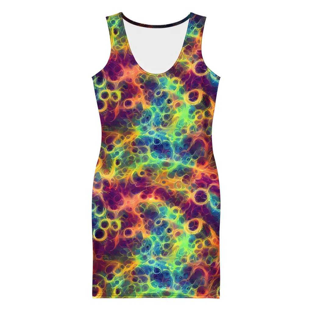 Neon Whorl on Bodycon Dress — Front