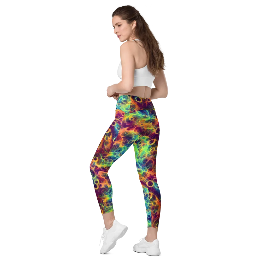 Neon Whorl on Leggings with Pockets — Left Back