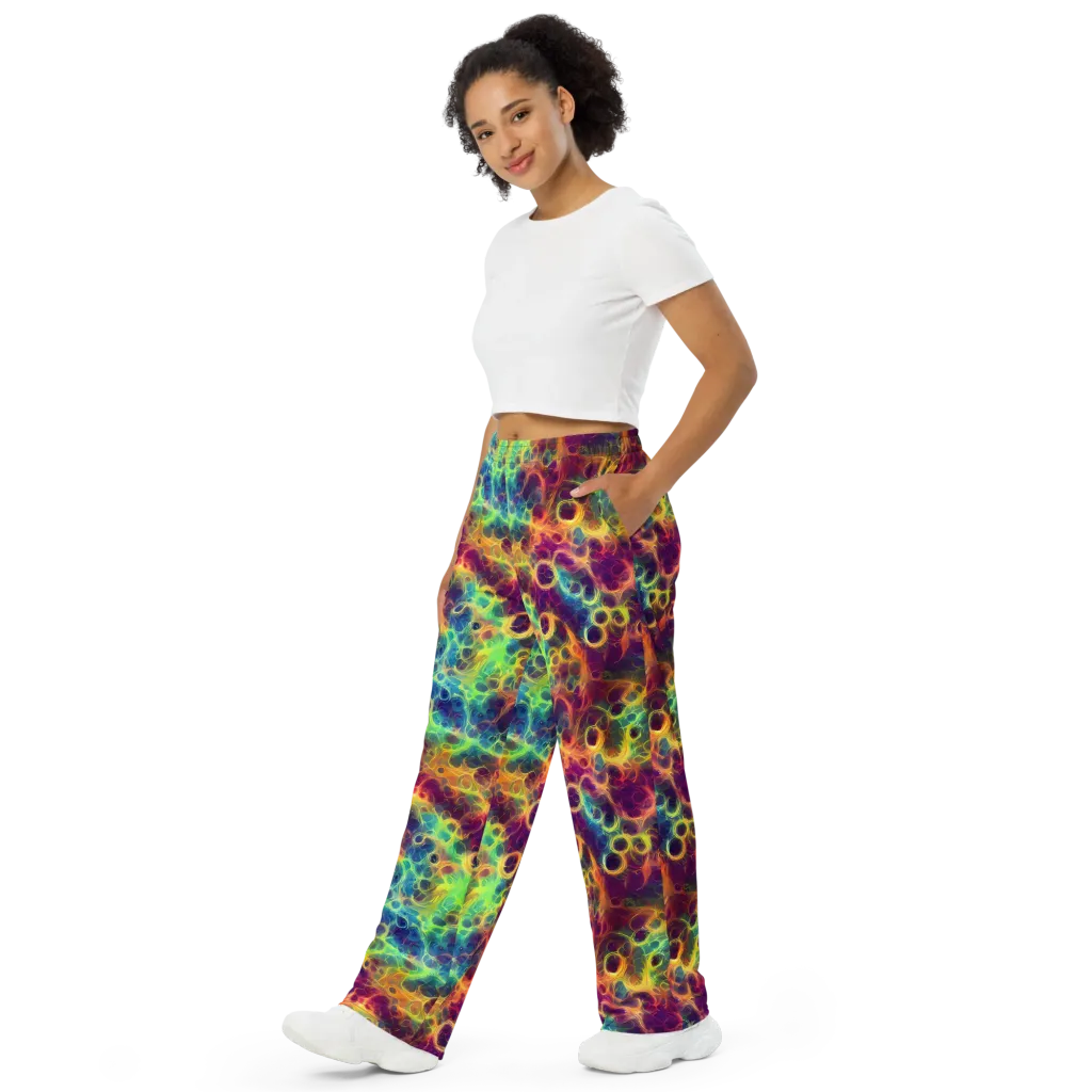 Neon Whorl on Wide-Leg Pants — Left Front