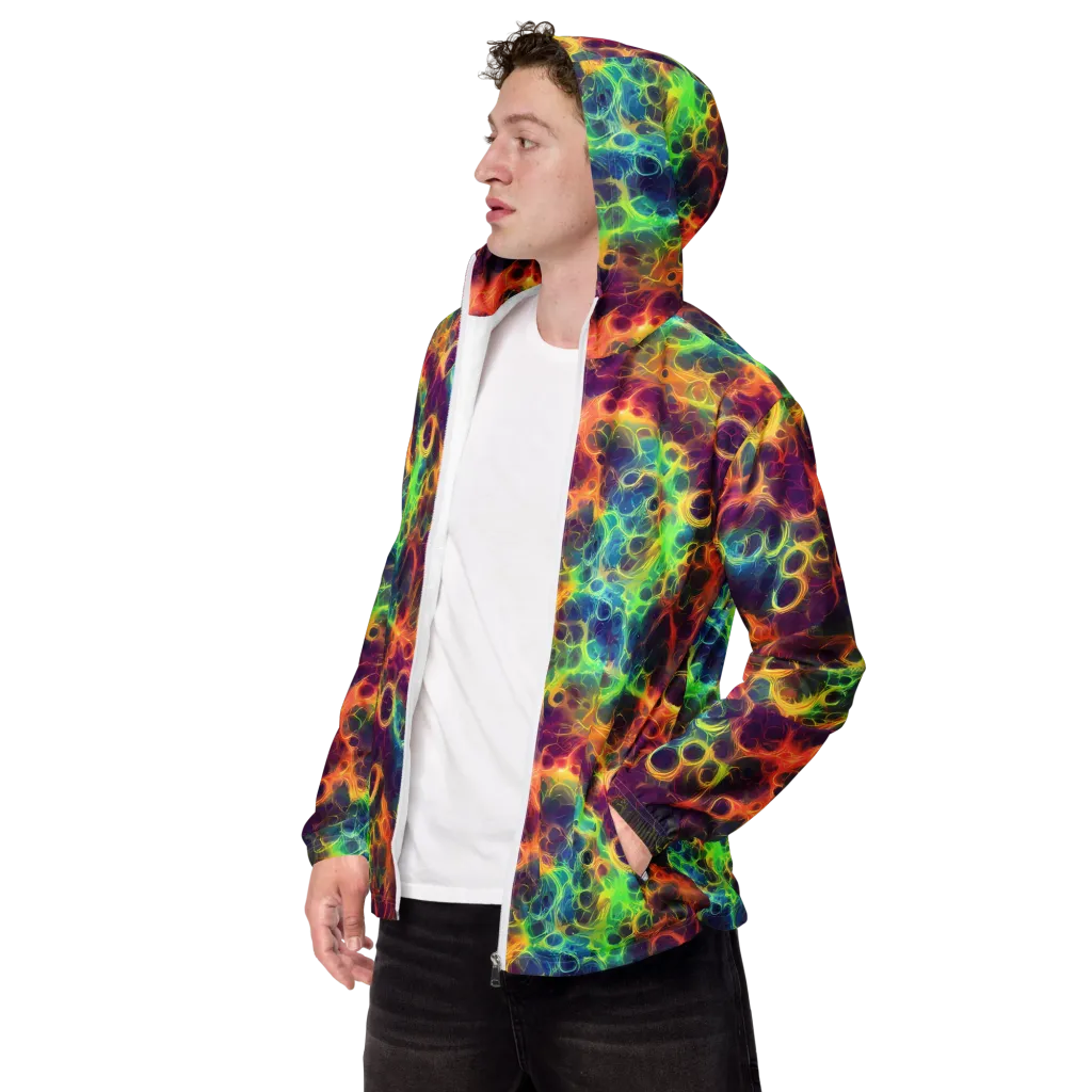 Neon Whorl on Men's Windbreaker — Left Front