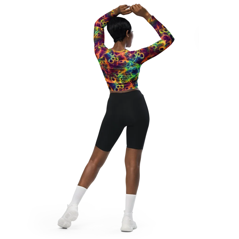 Neon Whorl on Long Sleeve Crop Top — Back