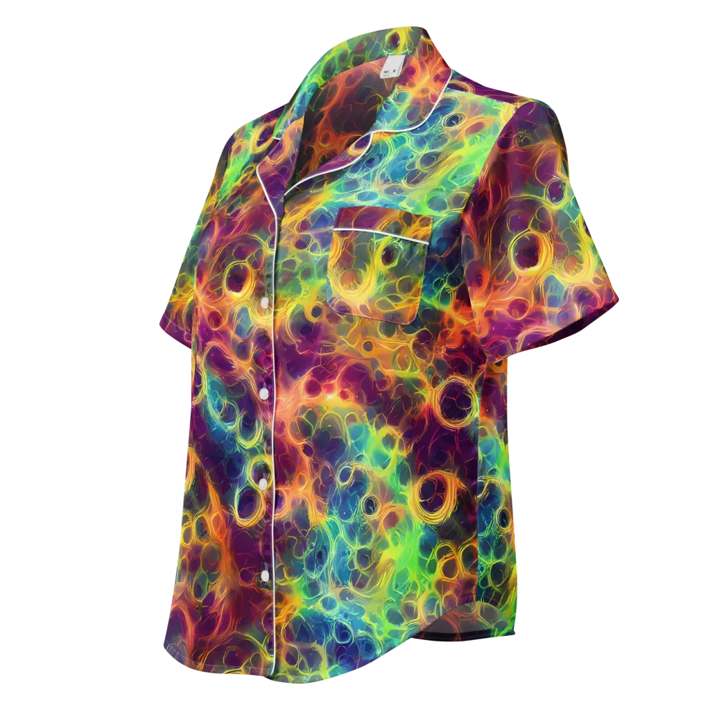 Neon Whorl on Women's Short Sleeve Pajama Top — Left Front