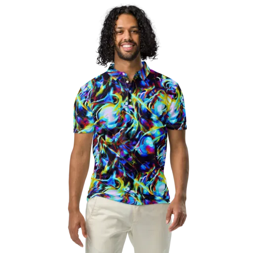Spectrum Collision on a Men's Slim Fit Polo Shirt