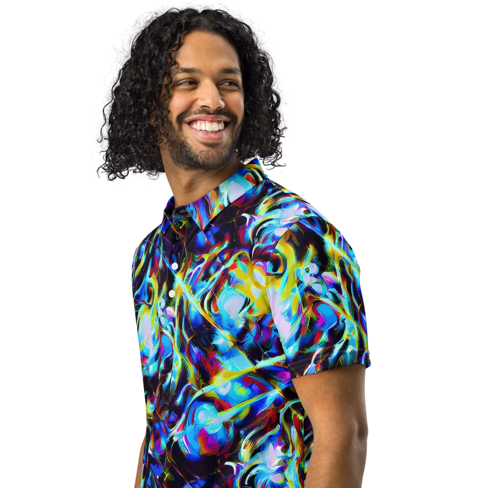 Spectrum Collision on Men's Slim Fit Polo Shirt — Left Front