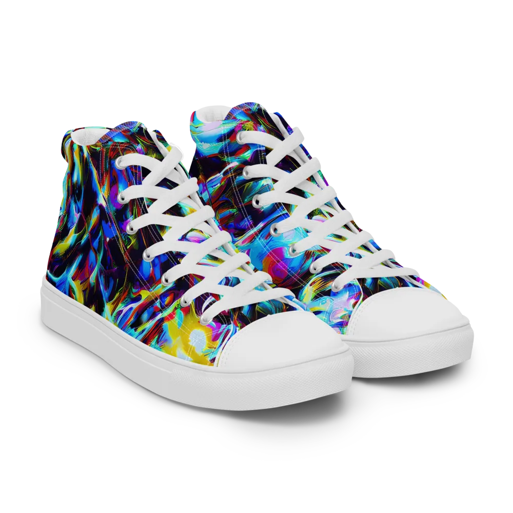 Spectrum Collision on Men's High Top Canvas Shoes — Right Front