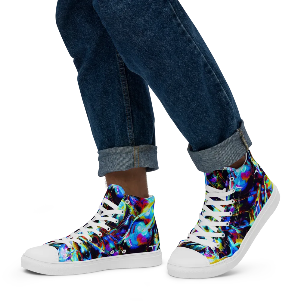 Spectrum Collision on Men's High Top Canvas Shoes — Left