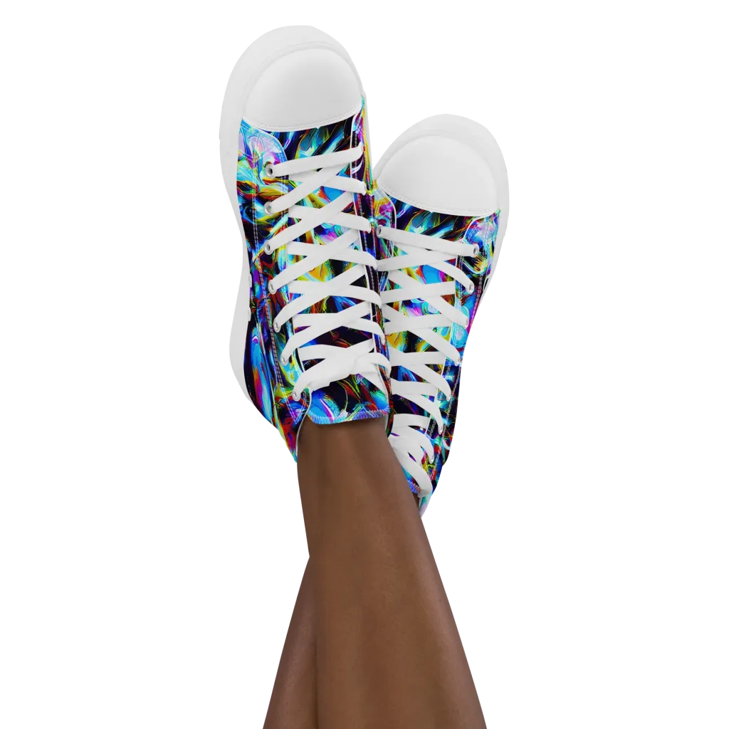 Spectrum Collision on Women's High Top Canvas Shoes — Front
