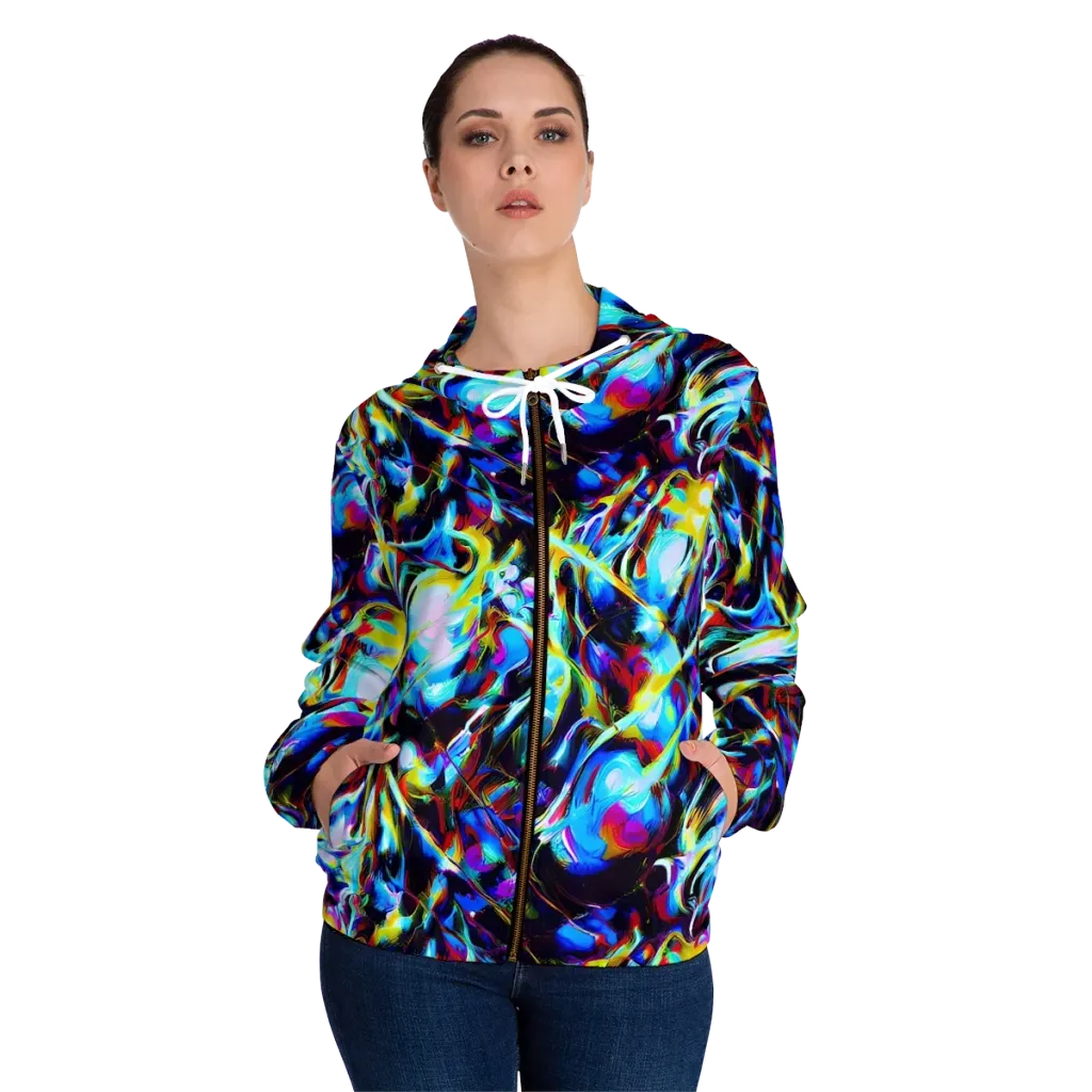 Spectrum Collision on Women's Full-Zip Hoodie — Front On Person