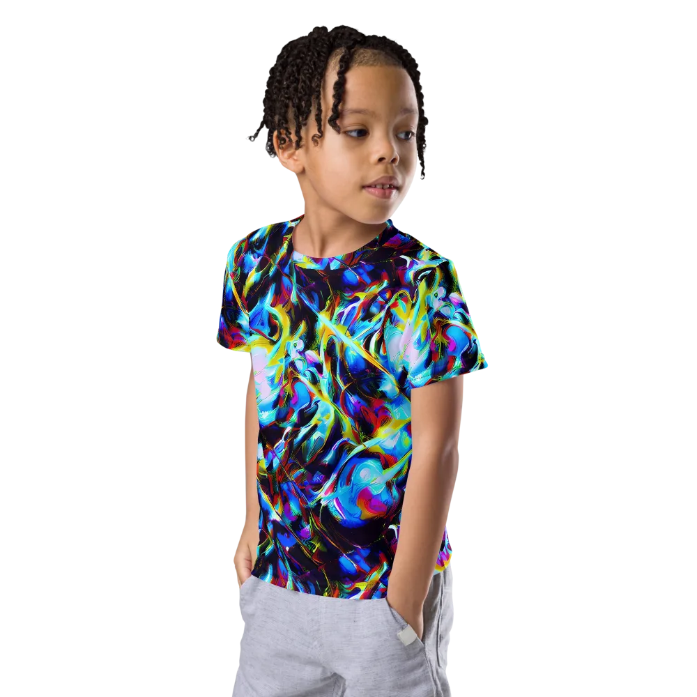 Spectrum Collision on Kids Crew Neck T-Shirt — Left Front