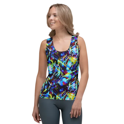 Spectrum Collision on a Women's Tank Top