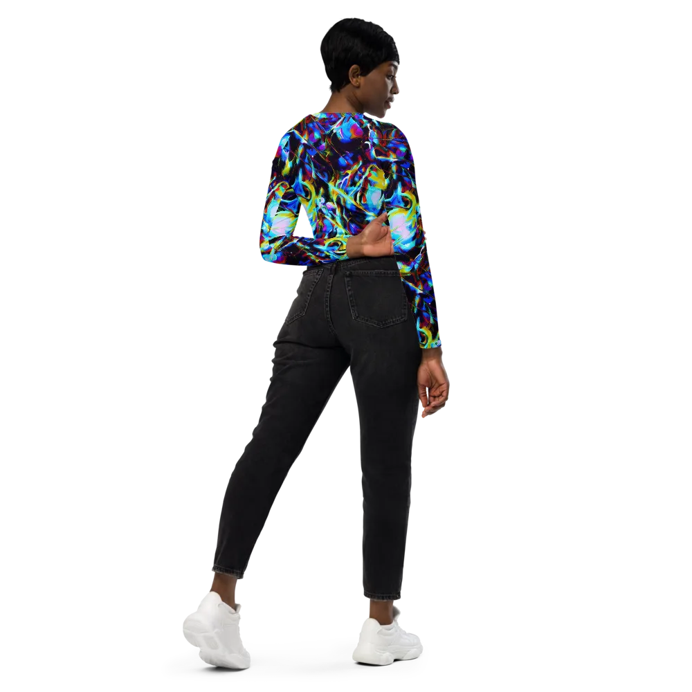 Spectrum Collision on Long Sleeve Crop Top — Right Back