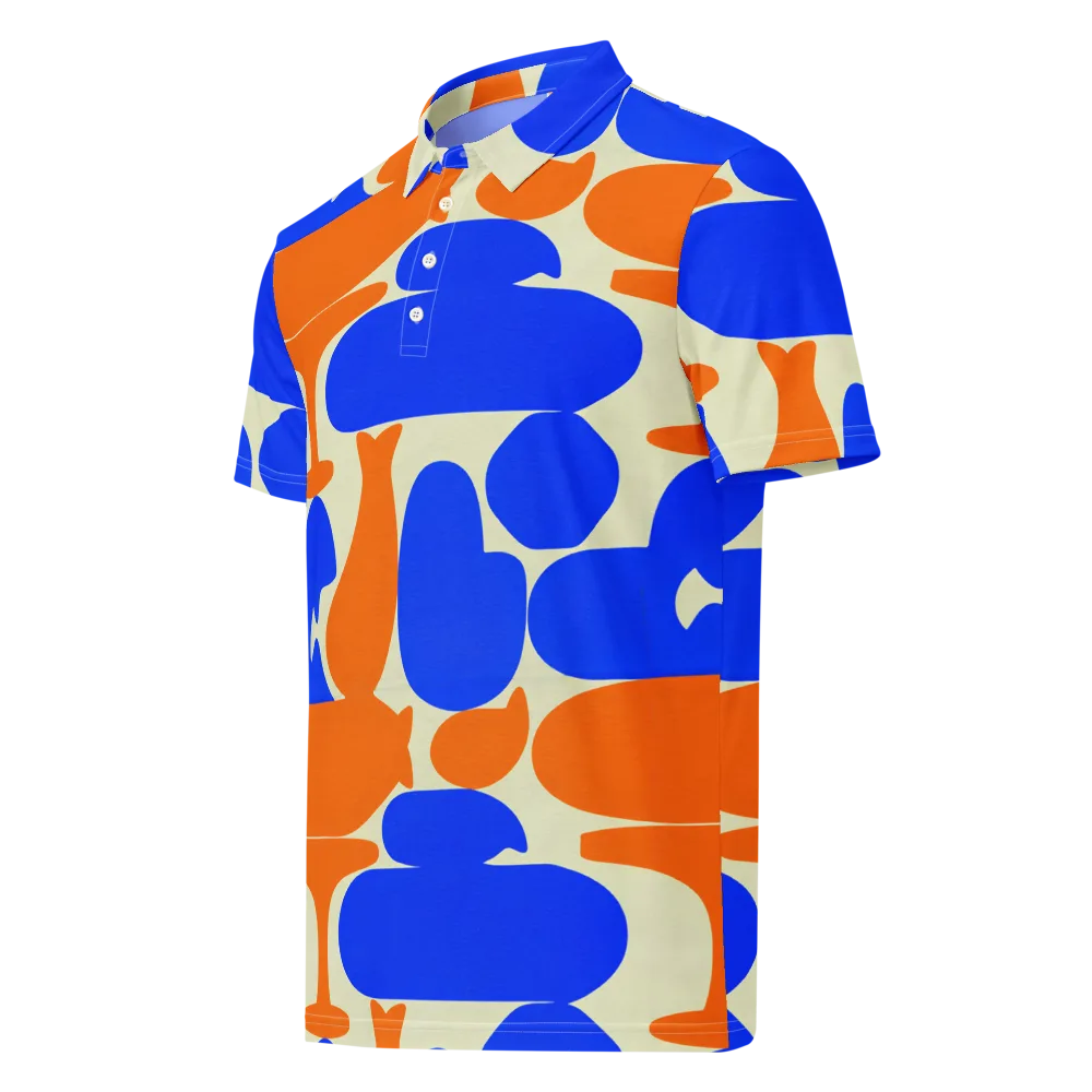 Cobalt Tangerine Totem on Men's Slim Fit Polo Shirt — Left Front