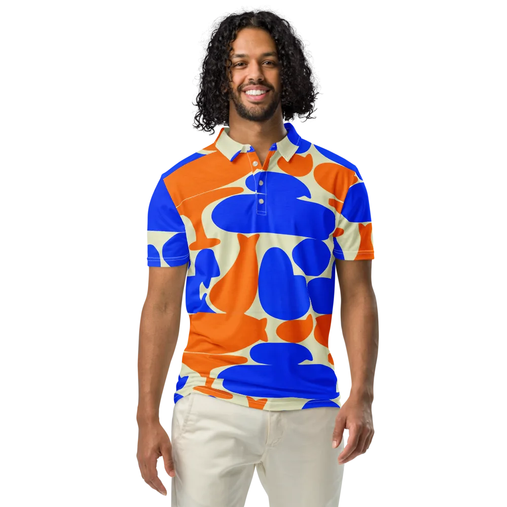 Cobalt Tangerine Totem on Men's Slim Fit Polo Shirt — Front