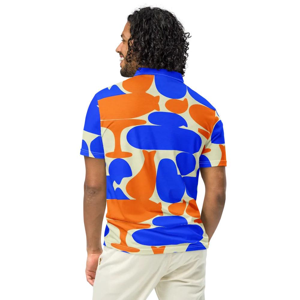 Cobalt Tangerine Totem on Men's Slim Fit Polo Shirt — Back