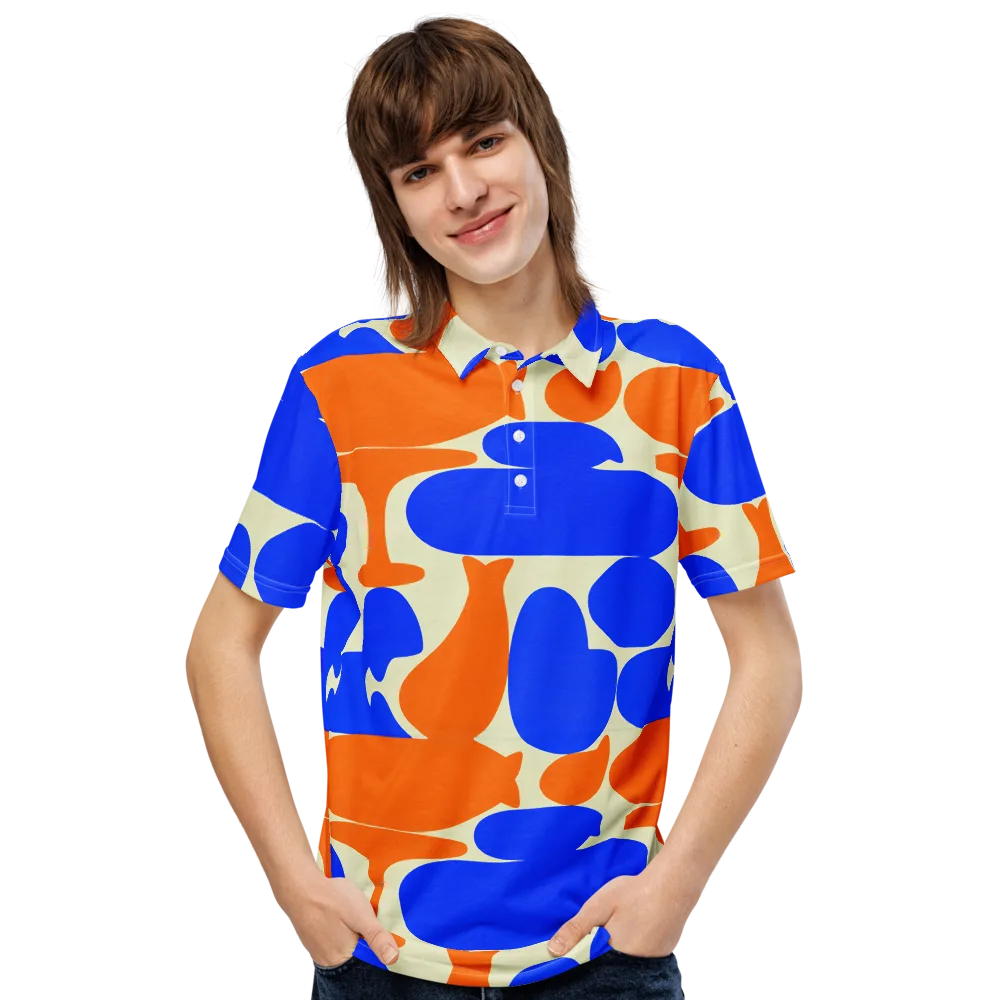 Cobalt Tangerine Totem on Men's Slim Fit Polo Shirt — Front