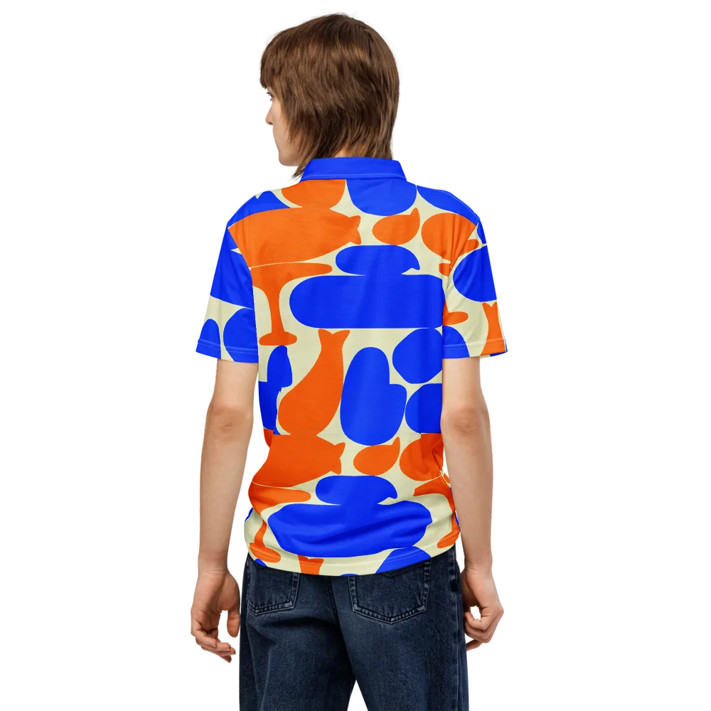 Cobalt Tangerine Totem on Men's Slim Fit Polo Shirt — Back