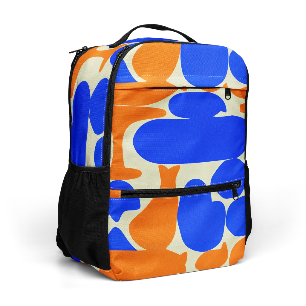 Cobalt Tangerine Totem on Utility Backpack — Right Front