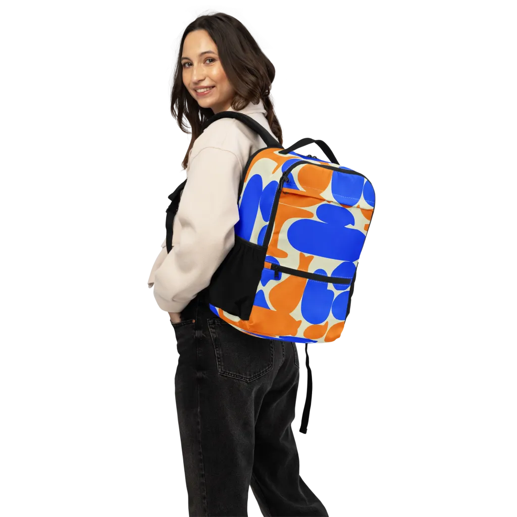 Cobalt Tangerine Totem on Utility Backpack — Back