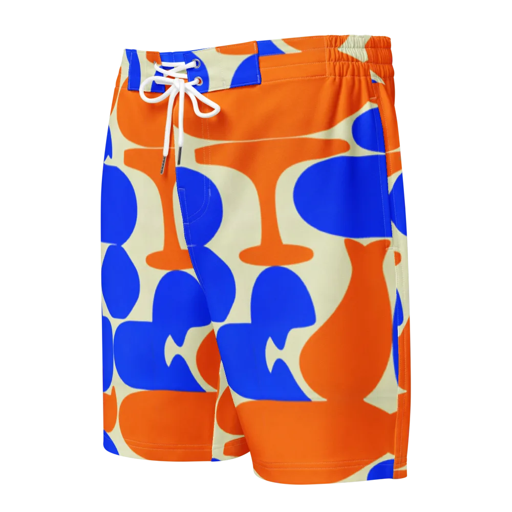 Cobalt Tangerine Totem on Men's Board Shorts — Front
