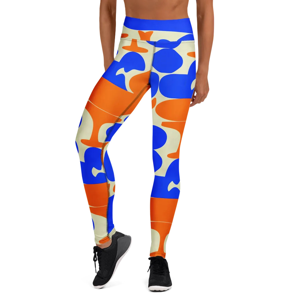 Cobalt Tangerine Totem on Yoga Leggings — Front