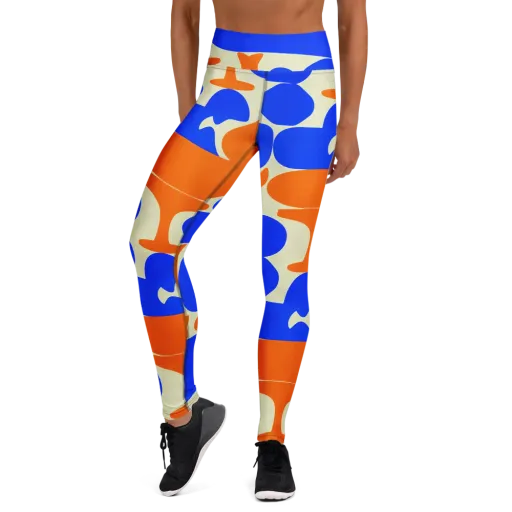 Cobalt Tangerine Totem on a Yoga Leggings