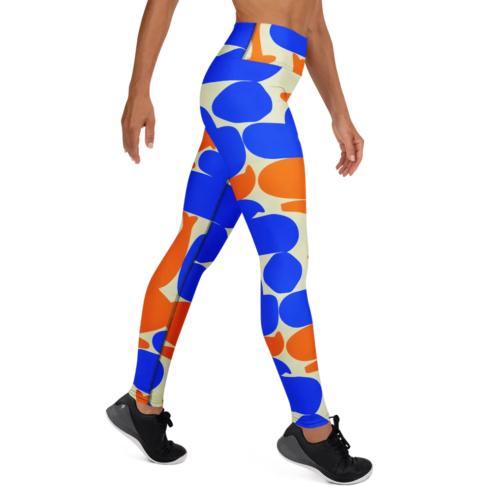 Cobalt Tangerine Totem on Yoga Leggings — Right
