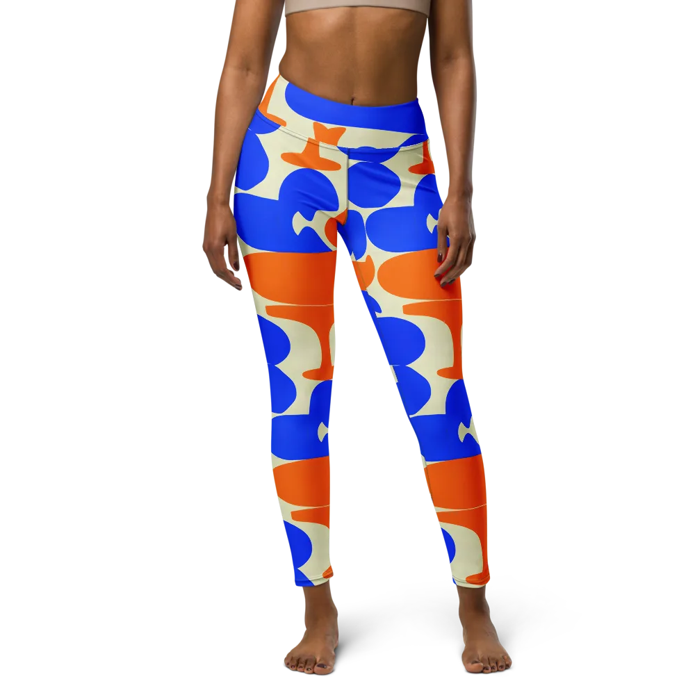 Cobalt Tangerine Totem on Yoga Leggings — Front