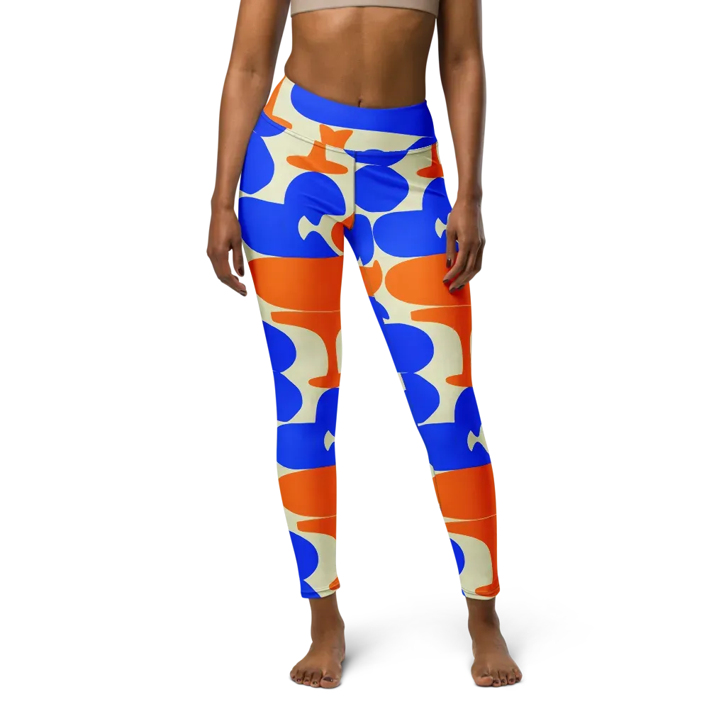 Cobalt Tangerine Totem on Yoga Leggings — Front