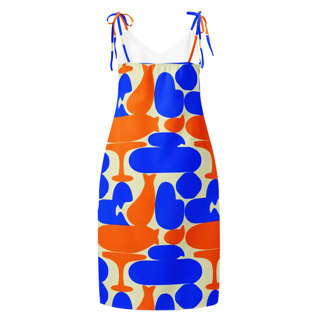 Cobalt Tangerine Totem on Slip Dress — Back
