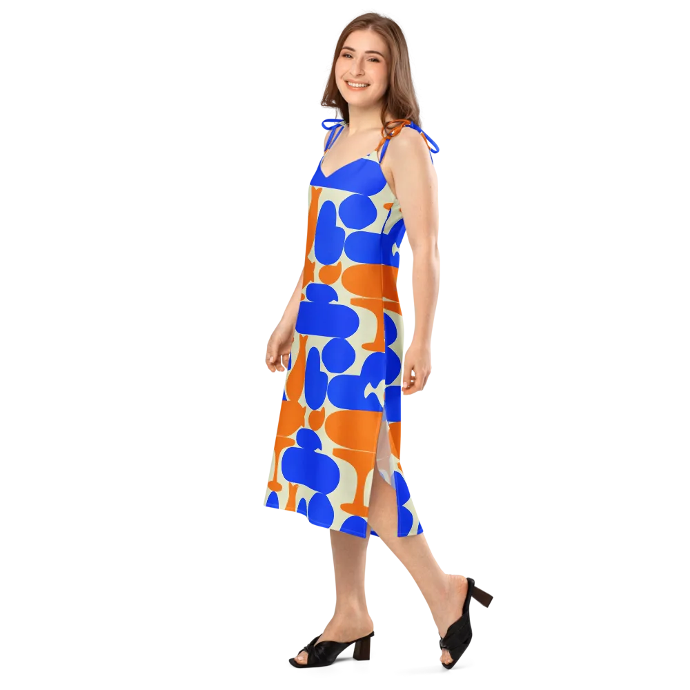 Cobalt Tangerine Totem on Slip Dress — Left Front