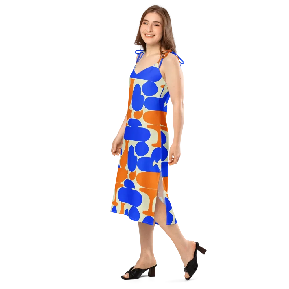 Cobalt Tangerine Totem on Slip Dress — Left Front