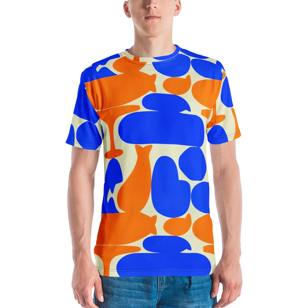 Cobalt Tangerine Totem on Men's Crew Neck T-Shirt — Front