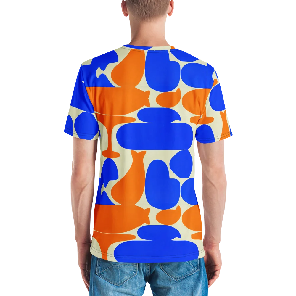 Cobalt Tangerine Totem on Men's Crew Neck T-Shirt — Back