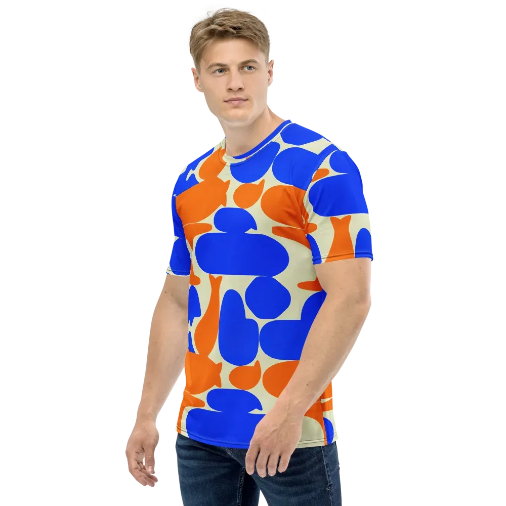 Cobalt Tangerine Totem on Men's Crew Neck T-Shirt — Left